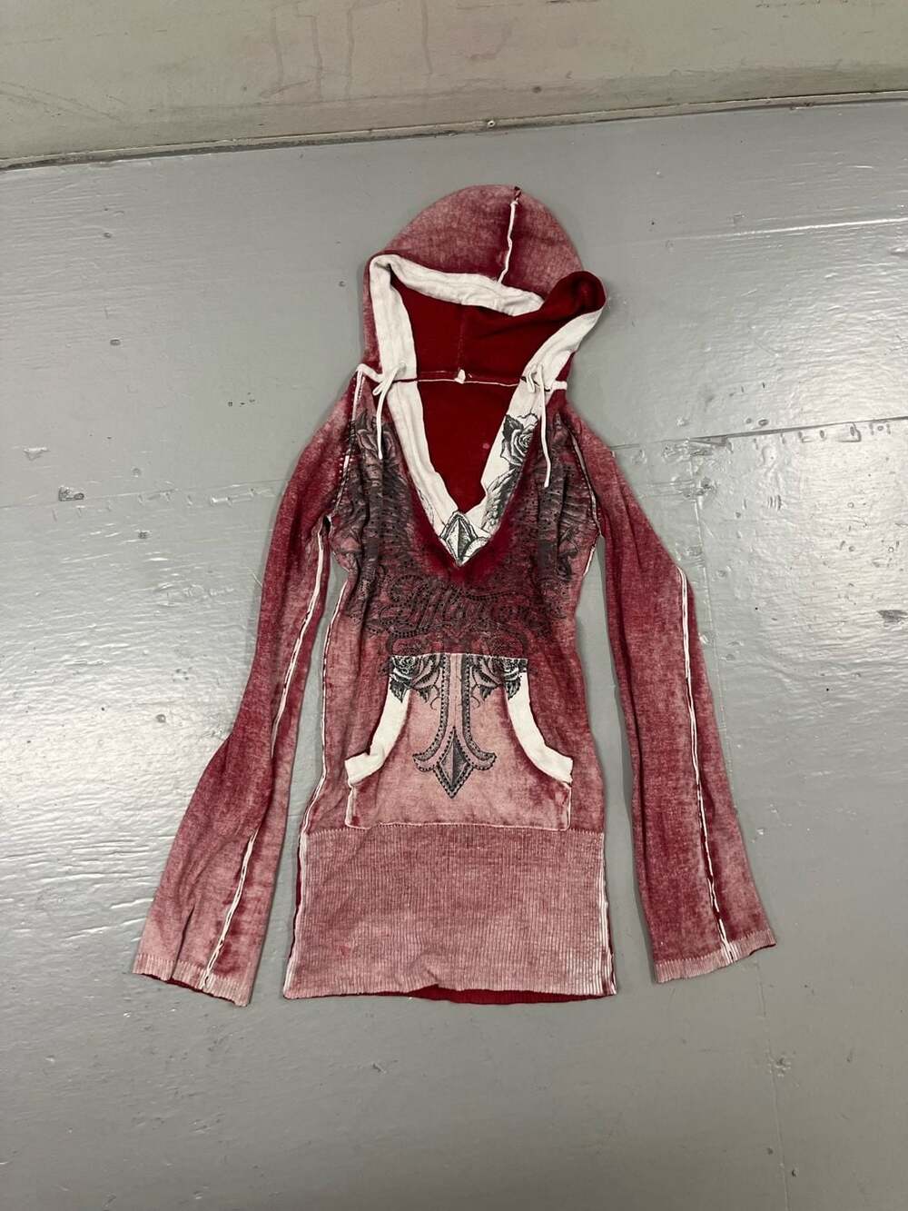 Affliction Women's Long Sleeve Knit Hoodie with Wings